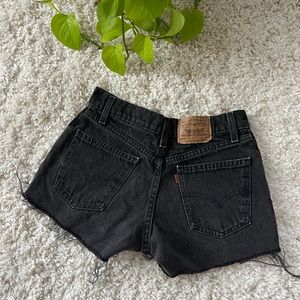 Women’s Vintage Levi 560 Black Denim Orange Tab Shorts